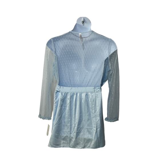 FLORA NIKROOZ WOMENS MEDIUM SHOWSTOPPER COVER-UP SATIN ROBE ICE BLUE NEW - Picture 6 of 15